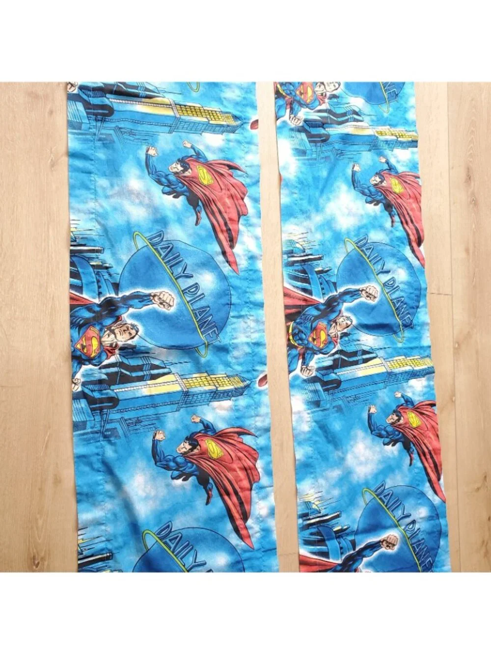 SUPERMAN Daily Planet Gotham DC Comics Window Valance Curtain Set Lot Of 2 83x16